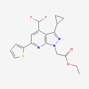 ethyl [3-cyclopropyl-4-(difluoromethyl)-6-(2-thienyl)-1H-pyrazolo[3,4-b]pyridin-1-yl]acetate