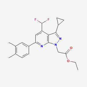 ethyl [3-cyclopropyl-4-(difluoromethyl)-6-(3,4-dimethylphenyl)-1H-pyrazolo[3,4-b]pyridin-1-yl]acetate