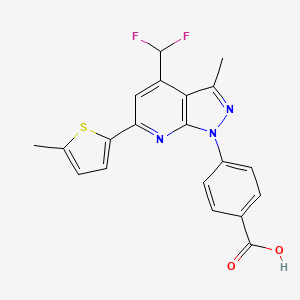 molecular formula C20H15F2N3O2S B4369737 4-[4-(difluoromethyl)-3-methyl-6-(5-methyl-2-thienyl)-1H-pyrazolo[3,4-b]pyridin-1-yl]benzoic acid 