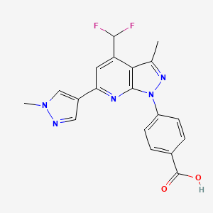4-[4-(difluoromethyl)-3-methyl-6-(1-methyl-1H-pyrazol-4-yl)-1H-pyrazolo[3,4-b]pyridin-1-yl]benzoic acid