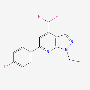 molecular formula C15H12F3N3 B4369757 4-(difluoromethyl)-1-ethyl-6-(4-fluorophenyl)-1H-pyrazolo[3,4-b]pyridine 