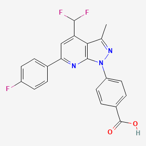 molecular formula C21H14F3N3O2 B4369777 4-[4-(difluoromethyl)-6-(4-fluorophenyl)-3-methyl-1H-pyrazolo[3,4-b]pyridin-1-yl]benzoic acid 