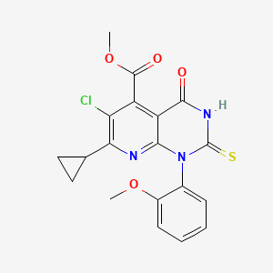 molecular formula C19H16ClN3O4S B4369869 methyl 6-chloro-7-cyclopropyl-2-mercapto-1-(2-methoxyphenyl)-4-oxo-1,4-dihydropyrido[2,3-d]pyrimidine-5-carboxylate 
