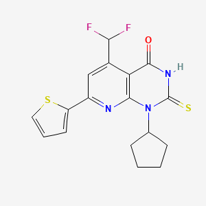 molecular formula C17H15F2N3OS2 B4369915 1-cyclopentyl-5-(difluoromethyl)-2-mercapto-7-(2-thienyl)pyrido[2,3-d]pyrimidin-4(1H)-one 