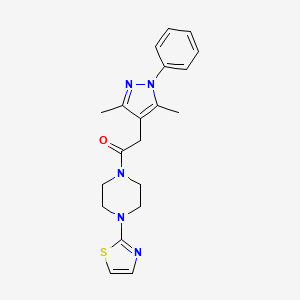 molecular formula C20H23N5OS B4369919 1-[(3,5-dimethyl-1-phenyl-1H-pyrazol-4-yl)acetyl]-4-(1,3-thiazol-2-yl)piperazine 