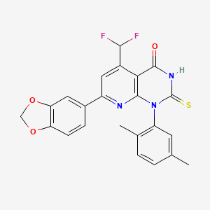 molecular formula C23H17F2N3O3S B4369934 7-(1,3-benzodioxol-5-yl)-5-(difluoromethyl)-1-(2,5-dimethylphenyl)-2-mercaptopyrido[2,3-d]pyrimidin-4(1H)-one 