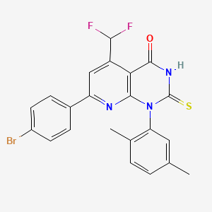 molecular formula C22H16BrF2N3OS B4369942 7-(4-bromophenyl)-5-(difluoromethyl)-1-(2,5-dimethylphenyl)-2-mercaptopyrido[2,3-d]pyrimidin-4(1H)-one 