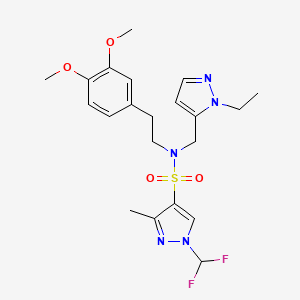 molecular formula C21H27F2N5O4S B4369955 1-(difluoromethyl)-N-[2-(3,4-dimethoxyphenyl)ethyl]-N-[(1-ethyl-1H-pyrazol-5-yl)methyl]-3-methyl-1H-pyrazole-4-sulfonamide 