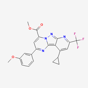 molecular formula C22H17F3N4O3 B4369966 methyl 10-cyclopropyl-2-(3-methoxyphenyl)-8-(trifluoromethyl)pyrido[2',3':3,4]pyrazolo[1,5-a]pyrimidine-4-carboxylate 