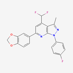 molecular formula C21H14F3N3O2 B4369979 6-(1,3-benzodioxol-5-yl)-4-(difluoromethyl)-1-(4-fluorophenyl)-3-methyl-1H-pyrazolo[3,4-b]pyridine 