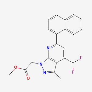 molecular formula C21H17F2N3O2 B4370004 methyl [4-(difluoromethyl)-3-methyl-6-(1-naphthyl)-1H-pyrazolo[3,4-b]pyridin-1-yl]acetate 