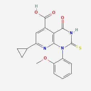 molecular formula C18H15N3O4S B4370025 7-cyclopropyl-2-mercapto-1-(2-methoxyphenyl)-4-oxo-1,4-dihydropyrido[2,3-d]pyrimidine-5-carboxylic acid 