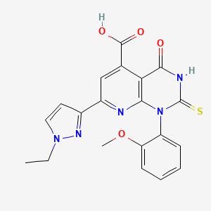 7-(1-ethyl-1H-pyrazol-3-yl)-2-mercapto-1-(2-methoxyphenyl)-4-oxo-1,4-dihydropyrido[2,3-d]pyrimidine-5-carboxylic acid