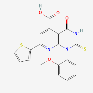 2-mercapto-1-(2-methoxyphenyl)-4-oxo-7-(2-thienyl)-1,4-dihydropyrido[2,3-d]pyrimidine-5-carboxylic acid