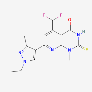 molecular formula C15H15F2N5OS B4370074 5-(difluoromethyl)-7-(1-ethyl-3-methyl-1H-pyrazol-4-yl)-2-mercapto-1-methylpyrido[2,3-d]pyrimidin-4(1H)-one 