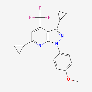 3,6-dicyclopropyl-1-(4-methoxyphenyl)-4-(trifluoromethyl)-1H-pyrazolo[3,4-b]pyridine