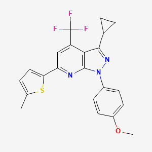 molecular formula C22H18F3N3OS B4370095 3-cyclopropyl-1-(4-methoxyphenyl)-6-(5-methyl-2-thienyl)-4-(trifluoromethyl)-1H-pyrazolo[3,4-b]pyridine 