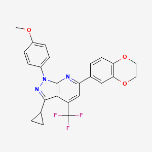 3-cyclopropyl-6-(2,3-dihydro-1,4-benzodioxin-6-yl)-1-(4-methoxyphenyl)-4-(trifluoromethyl)-1H-pyrazolo[3,4-b]pyridine