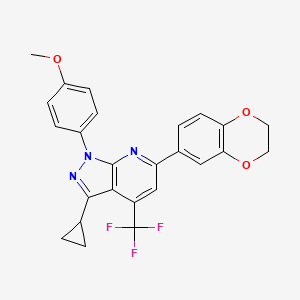 molecular formula C25H20F3N3O3 B4370100 3-cyclopropyl-6-(2,3-dihydro-1,4-benzodioxin-6-yl)-1-(4-methoxyphenyl)-4-(trifluoromethyl)-1H-pyrazolo[3,4-b]pyridine 