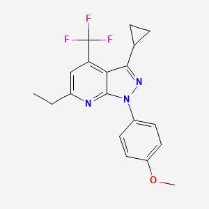 molecular formula C19H18F3N3O B4370111 3-cyclopropyl-6-ethyl-1-(4-methoxyphenyl)-4-(trifluoromethyl)-1H-pyrazolo[3,4-b]pyridine 