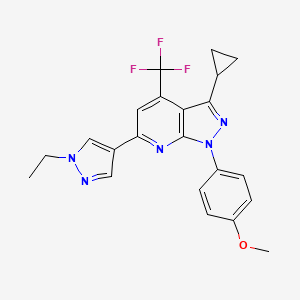 3-cyclopropyl-6-(1-ethyl-1H-pyrazol-4-yl)-1-(4-methoxyphenyl)-4-(trifluoromethyl)-1H-pyrazolo[3,4-b]pyridine