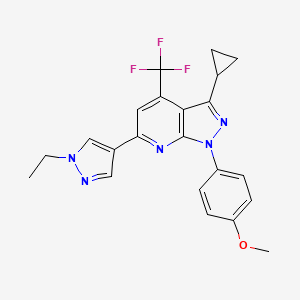 molecular formula C22H20F3N5O B4370127 3-cyclopropyl-6-(1-ethyl-1H-pyrazol-4-yl)-1-(4-methoxyphenyl)-4-(trifluoromethyl)-1H-pyrazolo[3,4-b]pyridine 