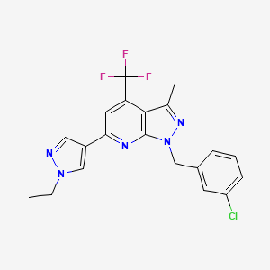 molecular formula C20H17ClF3N5 B4370144 1-(3-chlorobenzyl)-6-(1-ethyl-1H-pyrazol-4-yl)-3-methyl-4-(trifluoromethyl)-1H-pyrazolo[3,4-b]pyridine 