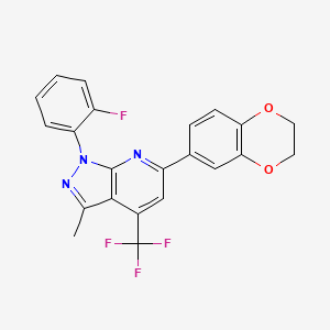6-(2,3-dihydro-1,4-benzodioxin-6-yl)-1-(2-fluorophenyl)-3-methyl-4-(trifluoromethyl)-1H-pyrazolo[3,4-b]pyridine