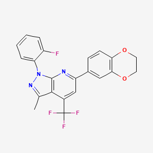 molecular formula C22H15F4N3O2 B4370147 6-(2,3-dihydro-1,4-benzodioxin-6-yl)-1-(2-fluorophenyl)-3-methyl-4-(trifluoromethyl)-1H-pyrazolo[3,4-b]pyridine 