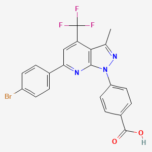 molecular formula C21H13BrF3N3O2 B4370189 4-[6-(4-bromophenyl)-3-methyl-4-(trifluoromethyl)-1H-pyrazolo[3,4-b]pyridin-1-yl]benzoic acid 