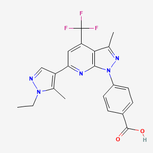 molecular formula C21H18F3N5O2 B4370205 4-[6-(1-ethyl-5-methyl-1H-pyrazol-4-yl)-3-methyl-4-(trifluoromethyl)-1H-pyrazolo[3,4-b]pyridin-1-yl]benzoic acid 