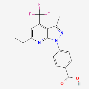 molecular formula C17H14F3N3O2 B4370216 4-[6-ethyl-3-methyl-4-(trifluoromethyl)-1H-pyrazolo[3,4-b]pyridin-1-yl]benzoic acid 