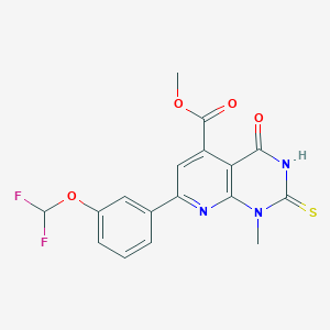 molecular formula C17H13F2N3O4S B4370223 methyl 7-[3-(difluoromethoxy)phenyl]-2-mercapto-1-methyl-4-oxo-1,4-dihydropyrido[2,3-d]pyrimidine-5-carboxylate 