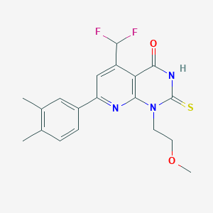 molecular formula C19H19F2N3O2S B4370234 5-(difluoromethyl)-7-(3,4-dimethylphenyl)-2-mercapto-1-(2-methoxyethyl)pyrido[2,3-d]pyrimidin-4(1H)-one 