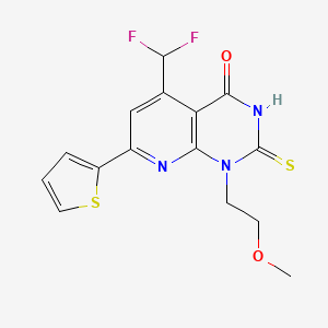 molecular formula C15H13F2N3O2S2 B4370235 5-(difluoromethyl)-2-mercapto-1-(2-methoxyethyl)-7-(2-thienyl)pyrido[2,3-d]pyrimidin-4(1H)-one 