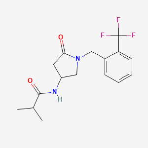 molecular formula C16H19F3N2O2 B4370262 2-methyl-N-{5-oxo-1-[2-(trifluoromethyl)benzyl]-3-pyrrolidinyl}propanamide 