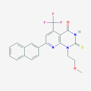molecular formula C21H16F3N3O2S B4370270 2-mercapto-1-(2-methoxyethyl)-7-(2-naphthyl)-5-(trifluoromethyl)pyrido[2,3-d]pyrimidin-4(1H)-one 