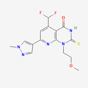molecular formula C15H15F2N5O2S B4370278 5-(difluoromethyl)-2-mercapto-1-(2-methoxyethyl)-7-(1-methyl-1H-pyrazol-4-yl)pyrido[2,3-d]pyrimidin-4(1H)-one 