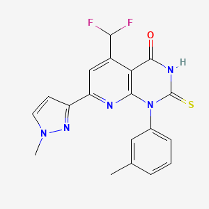 molecular formula C19H15F2N5OS B4370295 5-(difluoromethyl)-2-mercapto-1-(3-methylphenyl)-7-(1-methyl-1H-pyrazol-3-yl)pyrido[2,3-d]pyrimidin-4(1H)-one 