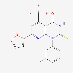 7-(2-furyl)-2-mercapto-1-(3-methylphenyl)-5-(trifluoromethyl)pyrido[2,3-d]pyrimidin-4(1H)-one