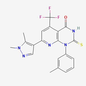 molecular formula C20H16F3N5OS B4370308 7-(1,5-dimethyl-1H-pyrazol-4-yl)-2-mercapto-1-(3-methylphenyl)-5-(trifluoromethyl)pyrido[2,3-d]pyrimidin-4(1H)-one 