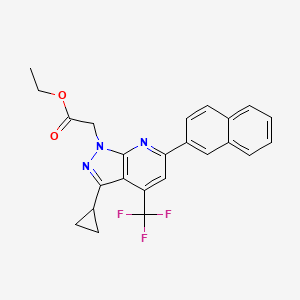 ethyl [3-cyclopropyl-6-(2-naphthyl)-4-(trifluoromethyl)-1H-pyrazolo[3,4-b]pyridin-1-yl]acetate