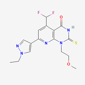 molecular formula C16H17F2N5O2S B4370316 5-(difluoromethyl)-7-(1-ethyl-1H-pyrazol-4-yl)-2-mercapto-1-(2-methoxyethyl)pyrido[2,3-d]pyrimidin-4(1H)-one 