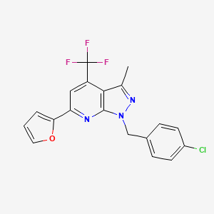 molecular formula C19H13ClF3N3O B4370376 1-(4-chlorobenzyl)-6-(2-furyl)-3-methyl-4-(trifluoromethyl)-1H-pyrazolo[3,4-b]pyridine 