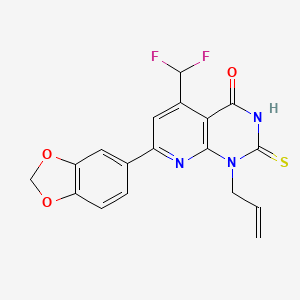 molecular formula C18H13F2N3O3S B4370390 1-allyl-7-(1,3-benzodioxol-5-yl)-5-(difluoromethyl)-2-mercaptopyrido[2,3-d]pyrimidin-4(1H)-one 