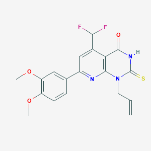 molecular formula C19H17F2N3O3S B4370392 1-allyl-5-(difluoromethyl)-7-(3,4-dimethoxyphenyl)-2-mercaptopyrido[2,3-d]pyrimidin-4(1H)-one 