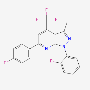 molecular formula C20H12F5N3 B4370398 1-(2-fluorophenyl)-6-(4-fluorophenyl)-3-methyl-4-(trifluoromethyl)-1H-pyrazolo[3,4-b]pyridine 