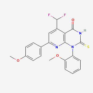 molecular formula C22H17F2N3O3S B4370441 5-(difluoromethyl)-2-mercapto-1-(2-methoxyphenyl)-7-(4-methoxyphenyl)pyrido[2,3-d]pyrimidin-4(1H)-one 