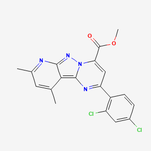 molecular formula C19H14Cl2N4O2 B4370486 methyl 2-(2,4-dichlorophenyl)-8,10-dimethylpyrido[2',3':3,4]pyrazolo[1,5-a]pyrimidine-4-carboxylate 