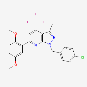 molecular formula C23H19ClF3N3O2 B4370494 1-(4-chlorobenzyl)-6-(2,5-dimethoxyphenyl)-3-methyl-4-(trifluoromethyl)-1H-pyrazolo[3,4-b]pyridine 